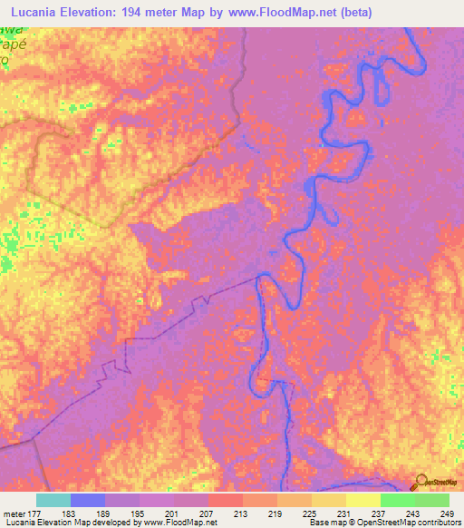 Lucania,Brazil Elevation Map