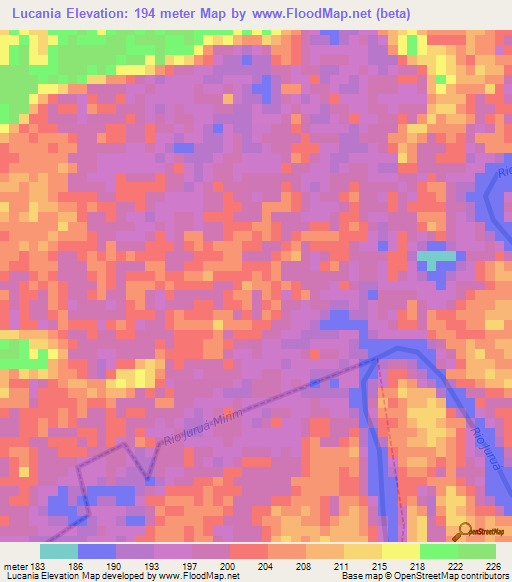 Lucania,Brazil Elevation Map