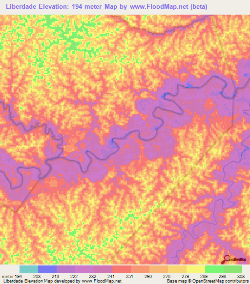 Liberdade,Brazil Elevation Map