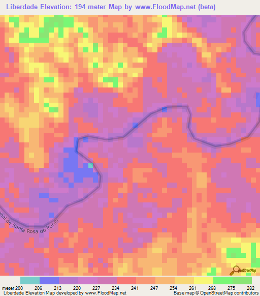 Liberdade,Brazil Elevation Map