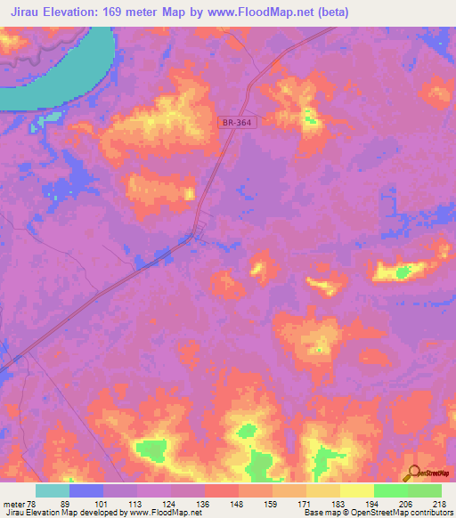 Jirau,Brazil Elevation Map