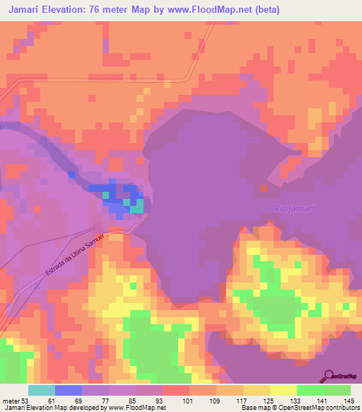 Jamari,Brazil Elevation Map