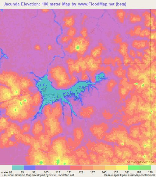 Jacunda,Brazil Elevation Map