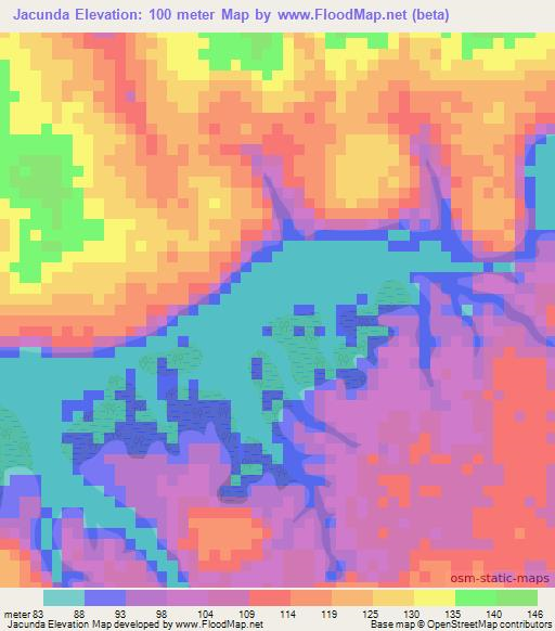 Jacunda,Brazil Elevation Map