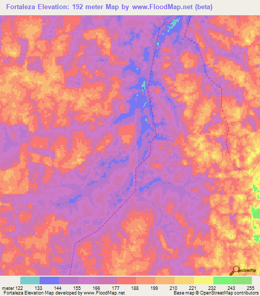 Fortaleza,Brazil Elevation Map