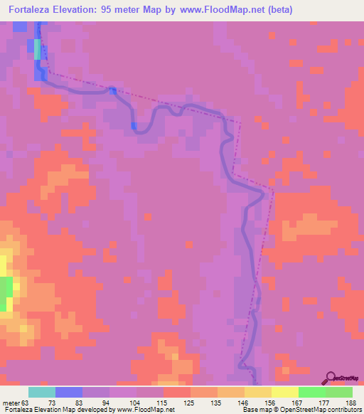 Fortaleza,Brazil Elevation Map