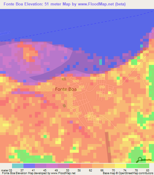 Fonte Boa,Brazil Elevation Map