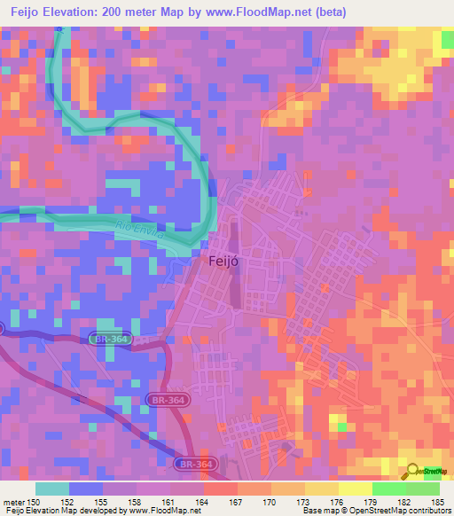 Feijo,Brazil Elevation Map