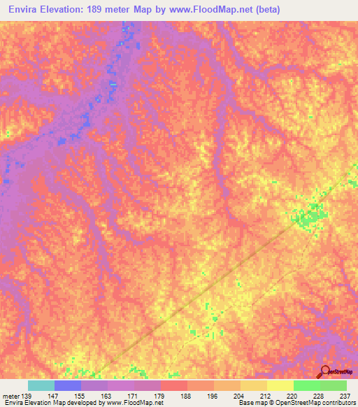 Envira,Brazil Elevation Map