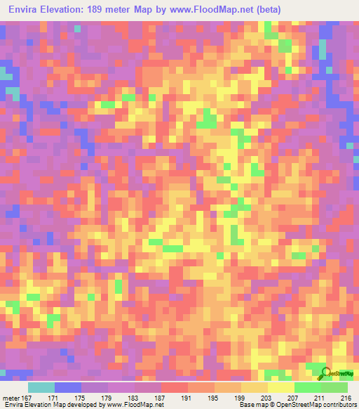 Envira,Brazil Elevation Map