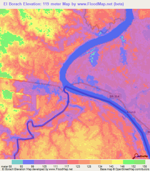 El Borach,Brazil Elevation Map