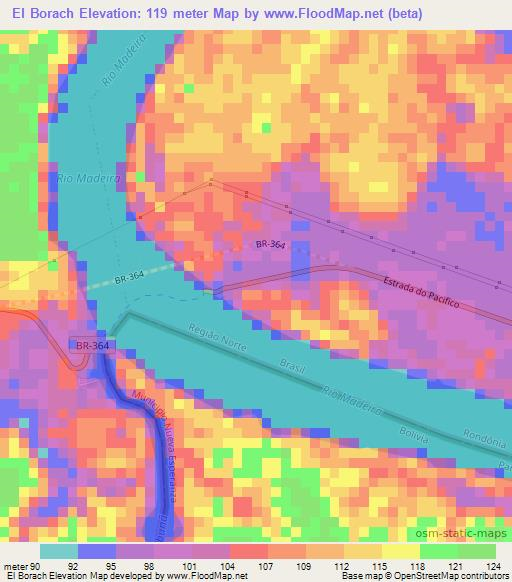 El Borach,Brazil Elevation Map