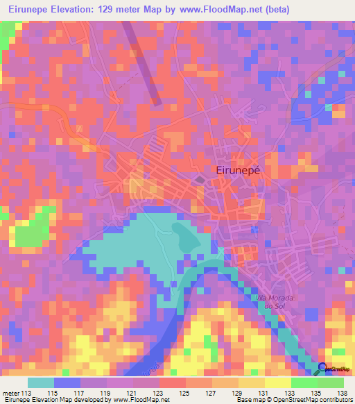 Eirunepe,Brazil Elevation Map