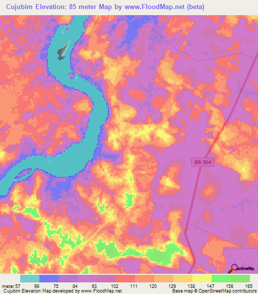 Cujubim,Brazil Elevation Map