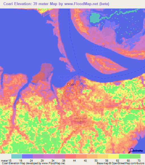 Coari,Brazil Elevation Map