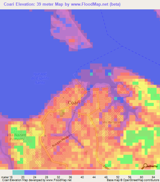 Coari,Brazil Elevation Map