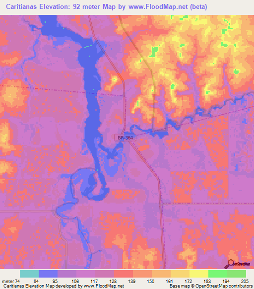 Caritianas,Brazil Elevation Map