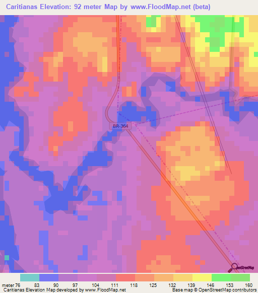 Caritianas,Brazil Elevation Map