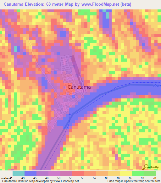 Canutama,Brazil Elevation Map