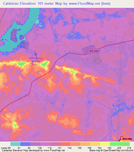 Caldeirao,Brazil Elevation Map