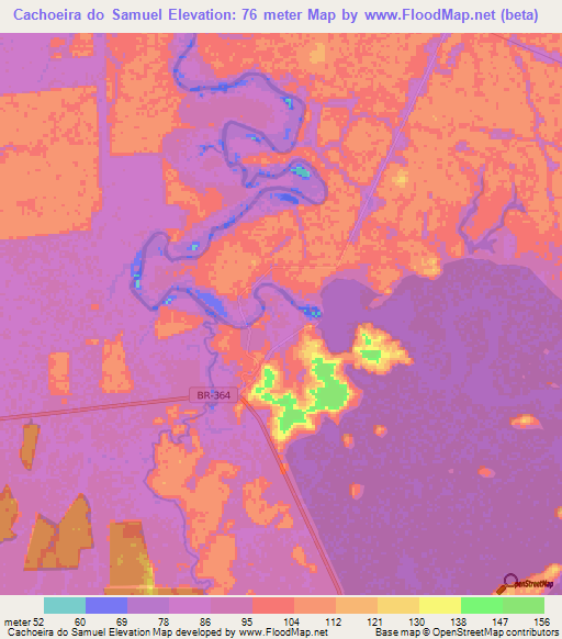 Cachoeira do Samuel,Brazil Elevation Map