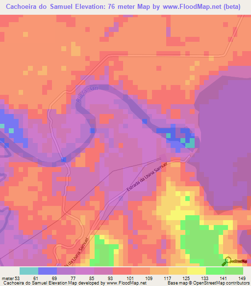 Cachoeira do Samuel,Brazil Elevation Map