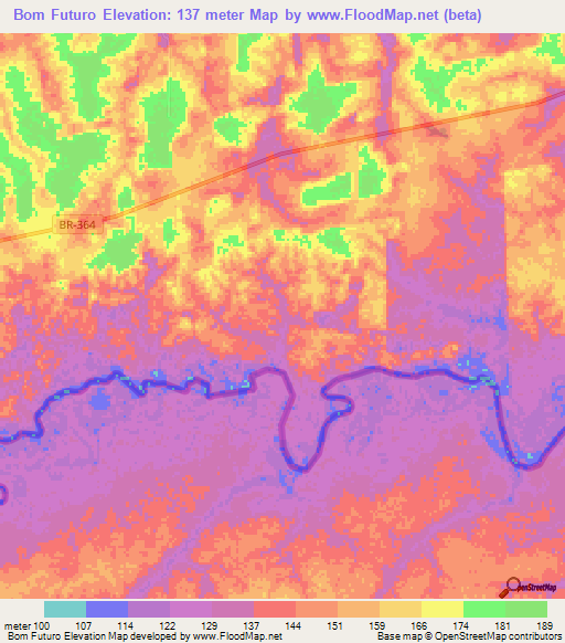 Bom Futuro,Brazil Elevation Map