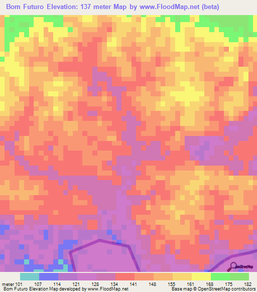 Bom Futuro,Brazil Elevation Map