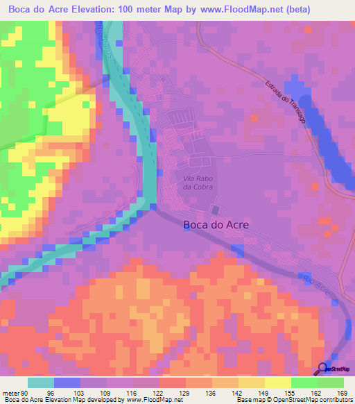 Boca do Acre,Brazil Elevation Map