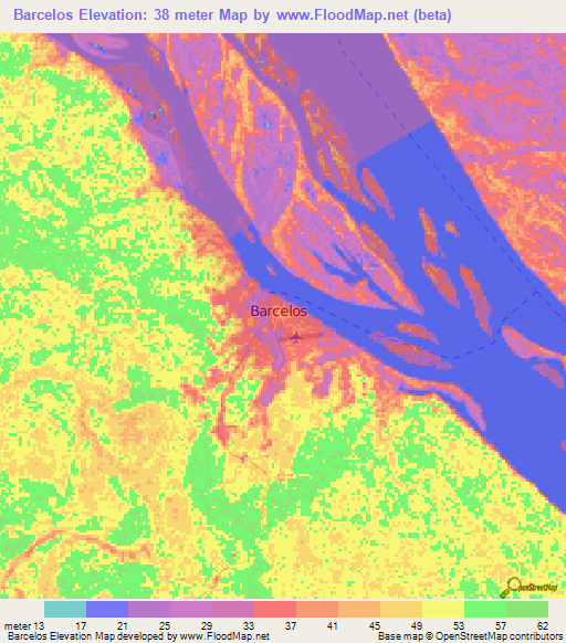 Barcelos,Brazil Elevation Map