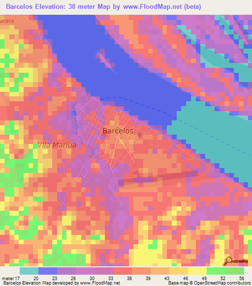 Barcelos,Brazil Elevation Map