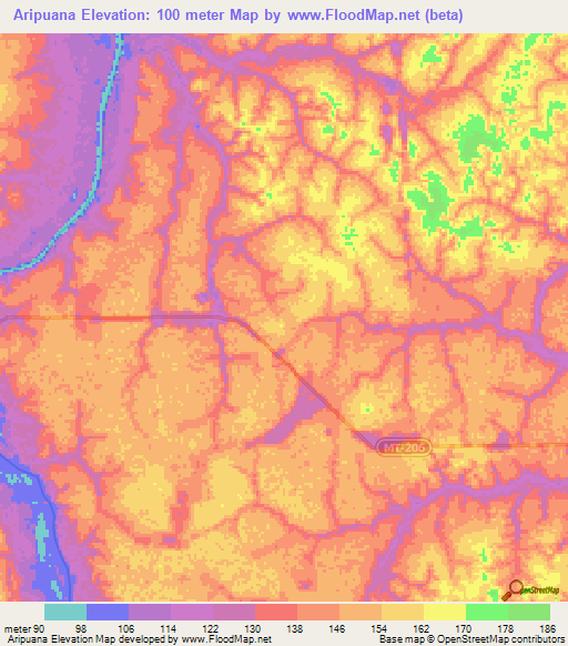 Aripuana,Brazil Elevation Map