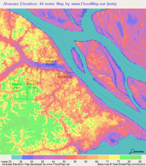 Alvaraes,Brazil Elevation Map