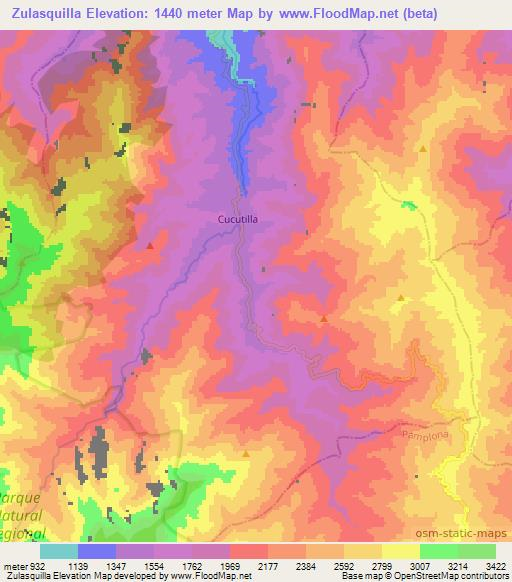 Zulasquilla,Colombia Elevation Map