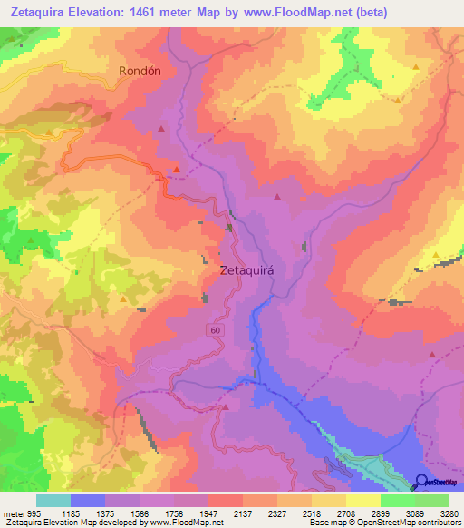 Zetaquira,Colombia Elevation Map