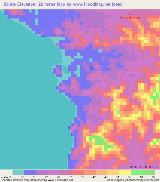 Zarate,Colombia Elevation Map