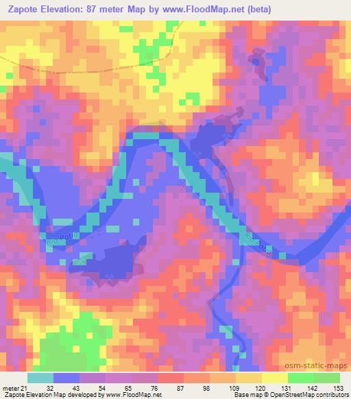 Zapote,Colombia Elevation Map