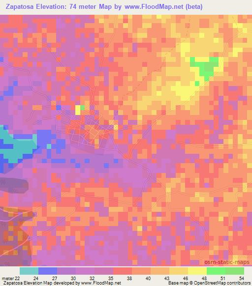 Zapatosa,Colombia Elevation Map