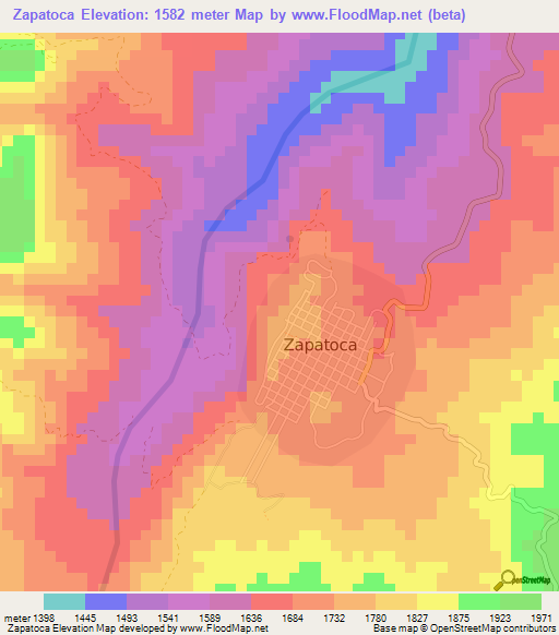 Zapatoca,Colombia Elevation Map