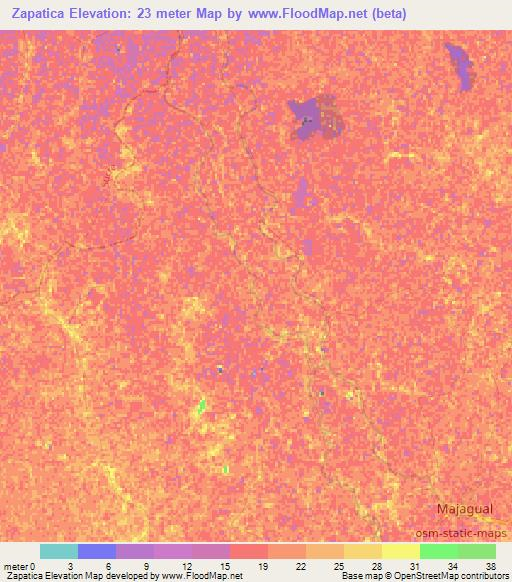 Zapatica,Colombia Elevation Map