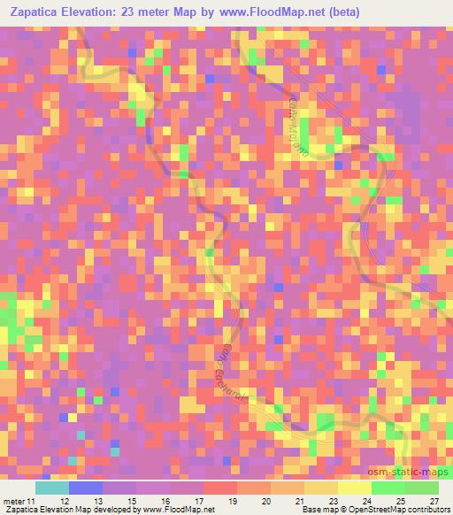 Zapatica,Colombia Elevation Map