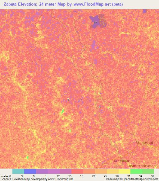 Zapata,Colombia Elevation Map