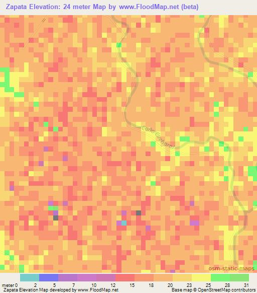 Zapata,Colombia Elevation Map