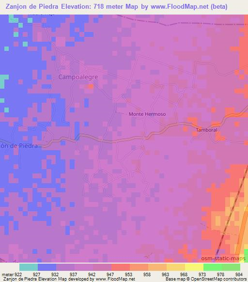 Zanjon de Piedra,Colombia Elevation Map
