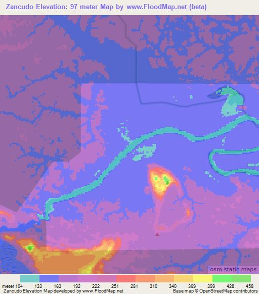 Zancudo,Colombia Elevation Map