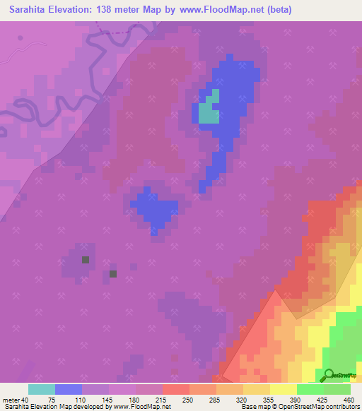 Sarahita,Colombia Elevation Map