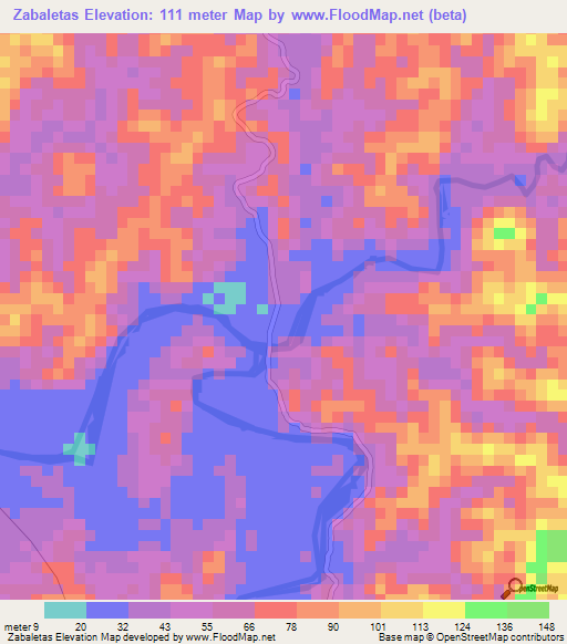 Zabaletas,Colombia Elevation Map