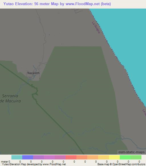 Yutao,Colombia Elevation Map