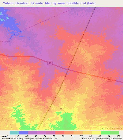 Yutaho,Colombia Elevation Map