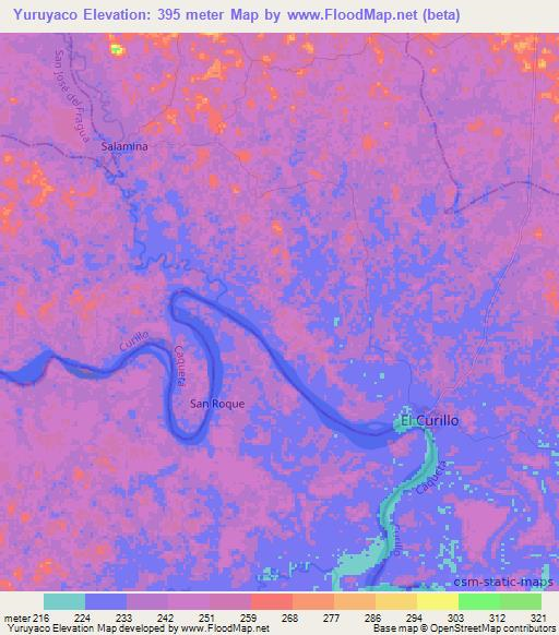 Yuruyaco,Colombia Elevation Map